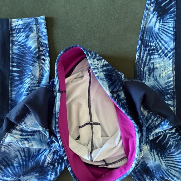 Land’s End compression leggings tie dye blue athletic exercise pants M - Picture 10 of 11